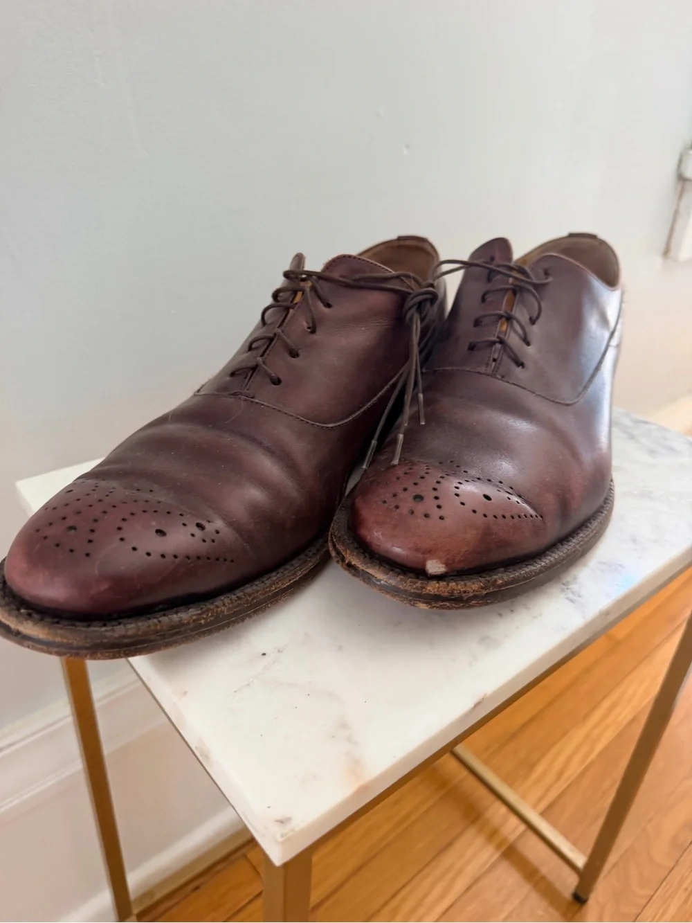 Jack Irwin Men's Red-Brown Leather Oxford Dress Shoes